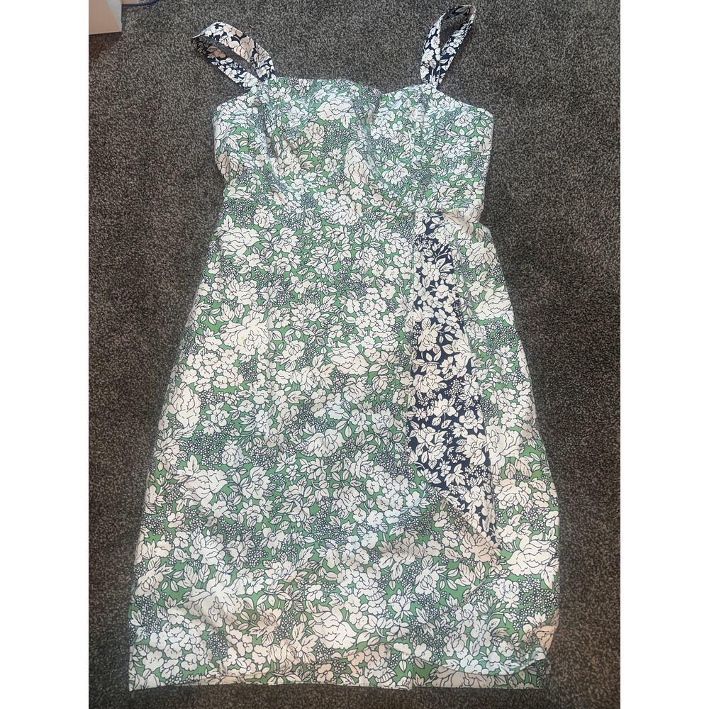 Floral Green and White Mini Dress